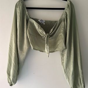 Princess Polly green cropped shirt